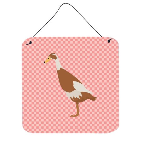 MICASA Indian Runner Duck Pink Check Wall or Door Hanging Prints6 x 6 in. MI228546